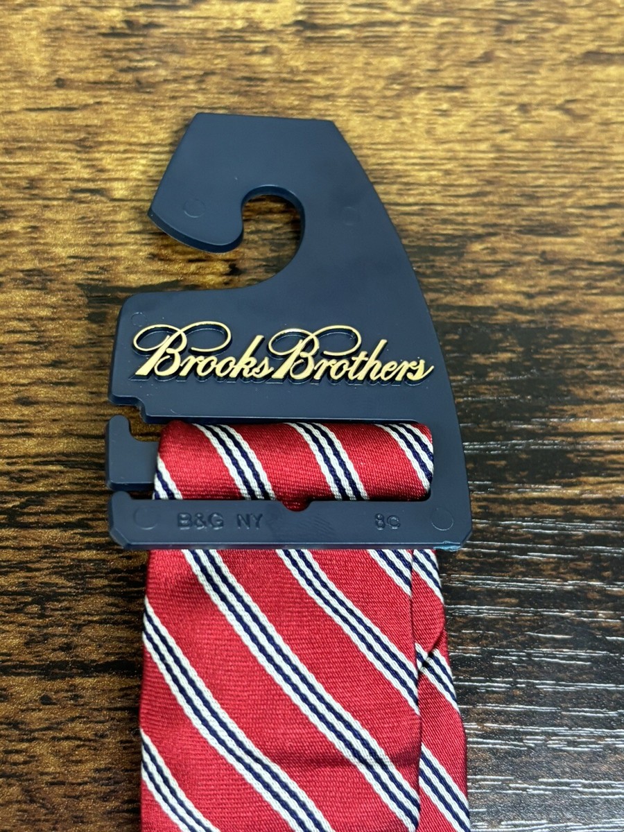 Brooks Brothers Red Tie With Blue & White Stripes 100% Silk