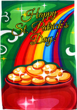 12x18 Happy St. Pattys Patricks Day Pot of Gold Sleeved Garden 12"x18" Flag