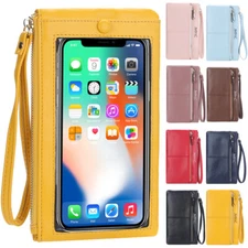 Touch Screen Phone Clutch Bag Case Leather Wristlet Handbag Wallet Womens Girls