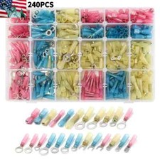 240Pc Heat Shrink Wire Connectors Electrical Ring Fork Spade Crimp Terminals Kit