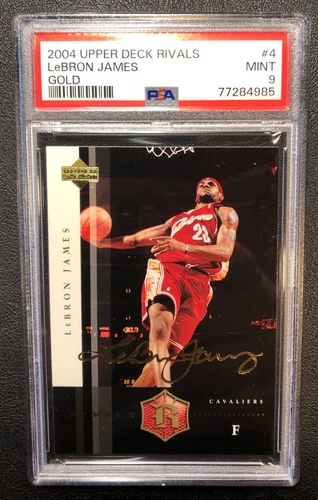 Lebron James Upper Deck Rookie Rivals 2004 Gold Signature #4 RC PSA MINT 9 Card