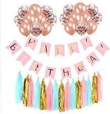 Happy Birthday Banner, Pink Birthday Decorations Women and Girl Birthday balloon