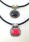 Lot of 2: SC 925 Red Coral & Black Onyx Sterling Silver Large Bale Pendants 20g — photo 1