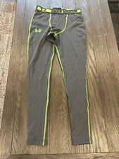 Mens Under Armour Jock Spandex Tights Compression Pants S Gray Green