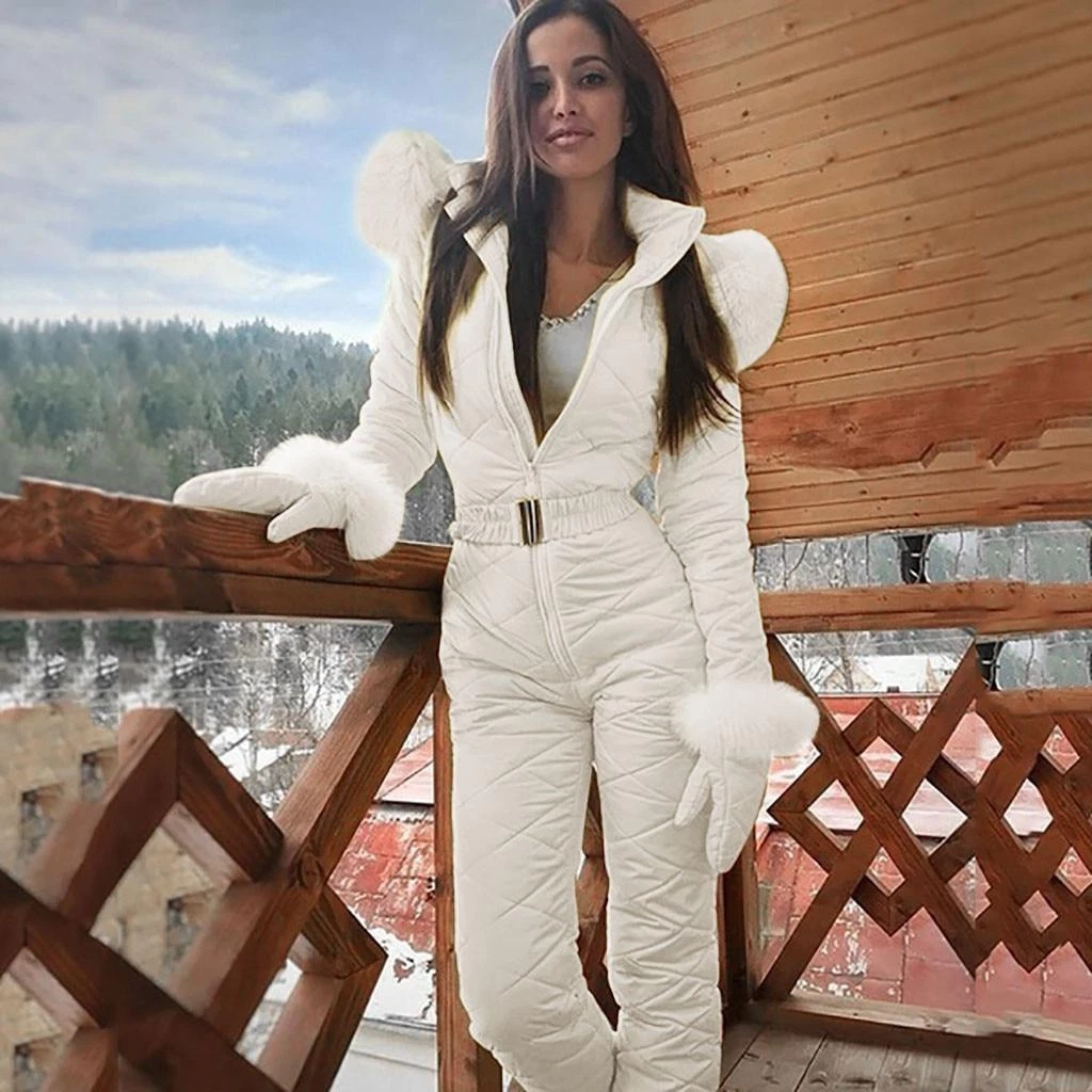 Fashion One Piece Ski Jumpsuit Thick Winter Warm Woman Snowboard Skisuit  Outdoor