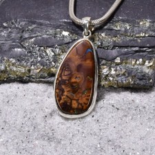Boulder Opal Anhänger, 925er Silber, Edelsteinanhänger (13499), Edelsteinschmuck