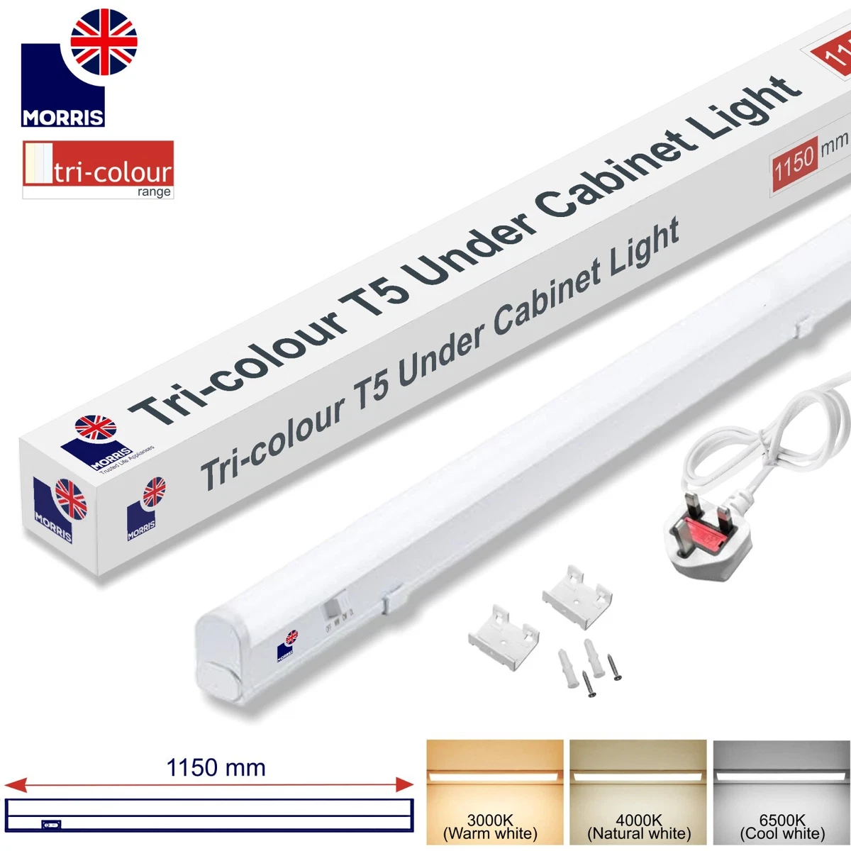 Luz LED debajo del gabinete T5 vinculable luz de cocina armario luz tira de 3 colores