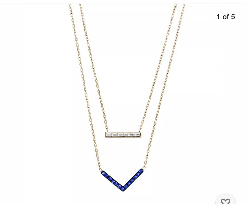 Collana barra cristallo Michael Kors tono oro blu gioielli parigini $125 D10