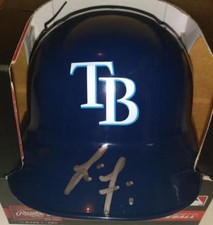 LUCIUS FOX TAMPA BAY RAYS SIGNED ROOKIE YEAR RAWLINGS MINI HELMET BECKETT R14003