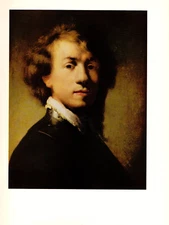 1967 Vintage REMBRANDT "SELF PORTRAIT (1629)" COLOR offset Art Lithograph Print