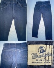 VTG 60S MEN 27 X 28 WRANGLER BLUE BELL SANFORIZED STRETCH COWBOY WESTERN JEANS