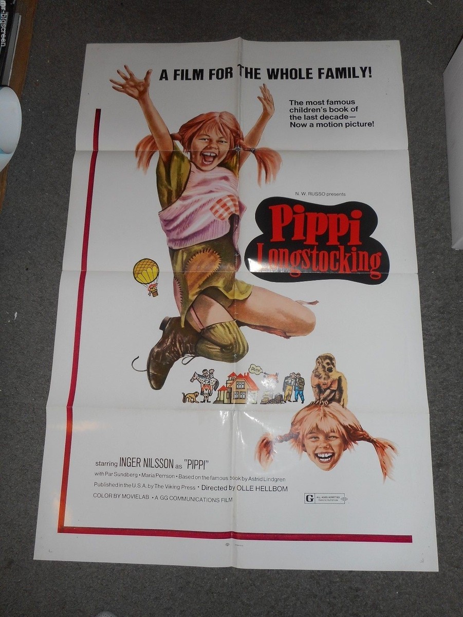 PIPPI LONGSTOCKING - ORIGINAL FOLDED POSTER - 1973 - INGER NILSSON