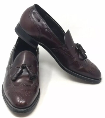 Vintage JOHNSTON MURPHY Oxford Shoes Mens 10 D Burgundy Leather Wingtip USA Made Vintage JOHNSTON MURPHY Oxford Shoes Mens 10 D Burgundy  main image 2