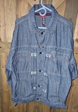 Vintage Willie Esco Duns Blue Denim Y2K Button Up Jacket Size L Heavyweight