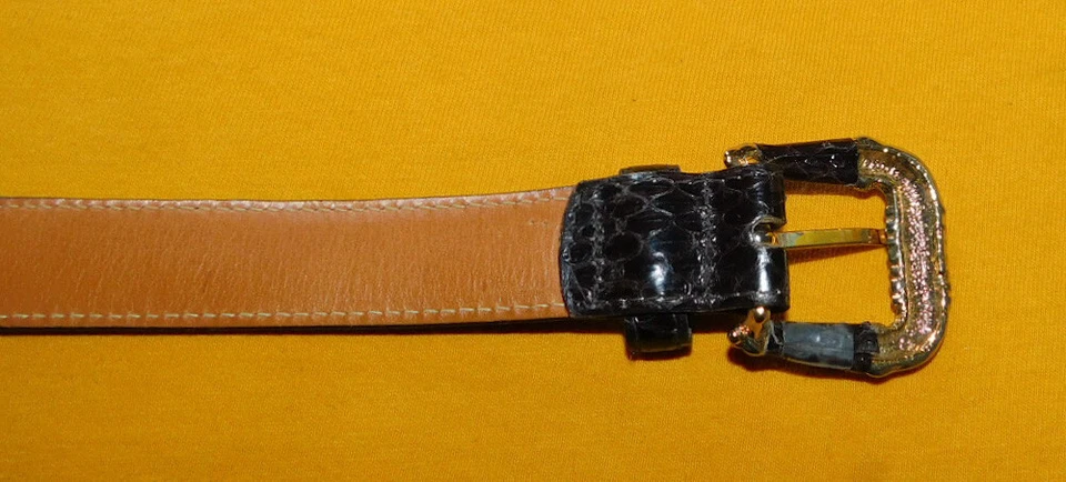 CINTURÓN DELGADO MUJER SAKS QUINTA AVENIDA MARRÓN PIEL DE SERPIENTE GENUINA TALLA S - 24/60cm.. Foto 3 de 4