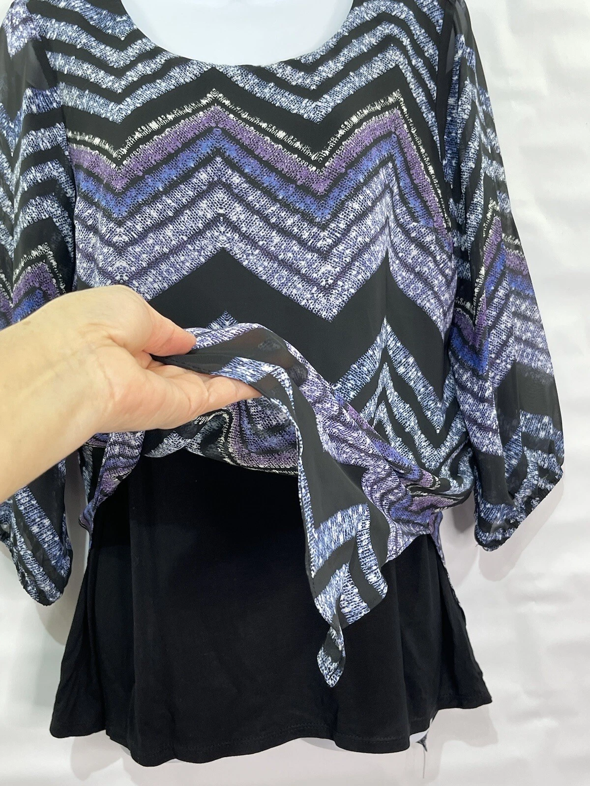 ALYX Camicia Donna Taglia M Nera Chevron Asimmetrica Strato Manica 3 4