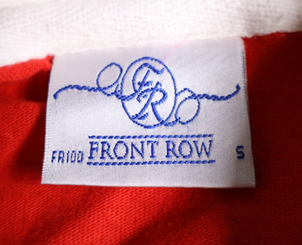 90s Front Row Rugby Polo Shirt Men's Small Red White Collar Long Sleeve Preppy image 3