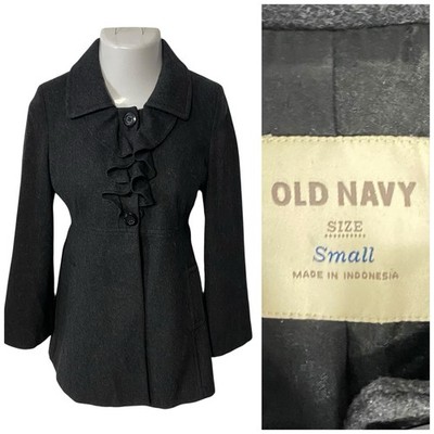 Old Navy Coat Womens Small Gray Ruffle Jacket Workwear Business Professional