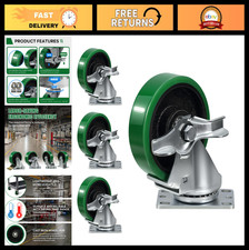 Heavy Duty 4" Caster Wheels Set of 4, Polyurethane Swivel Casters for Cart, 1800