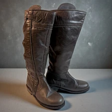 Vintage Brown Leather Tall Boots Zipper Buckle Women’s 6.5 Made in Mexico