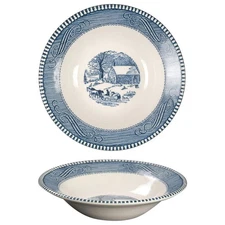 Royal  Currier and Ives Blue Rimmed Cereal Bowl 5979119