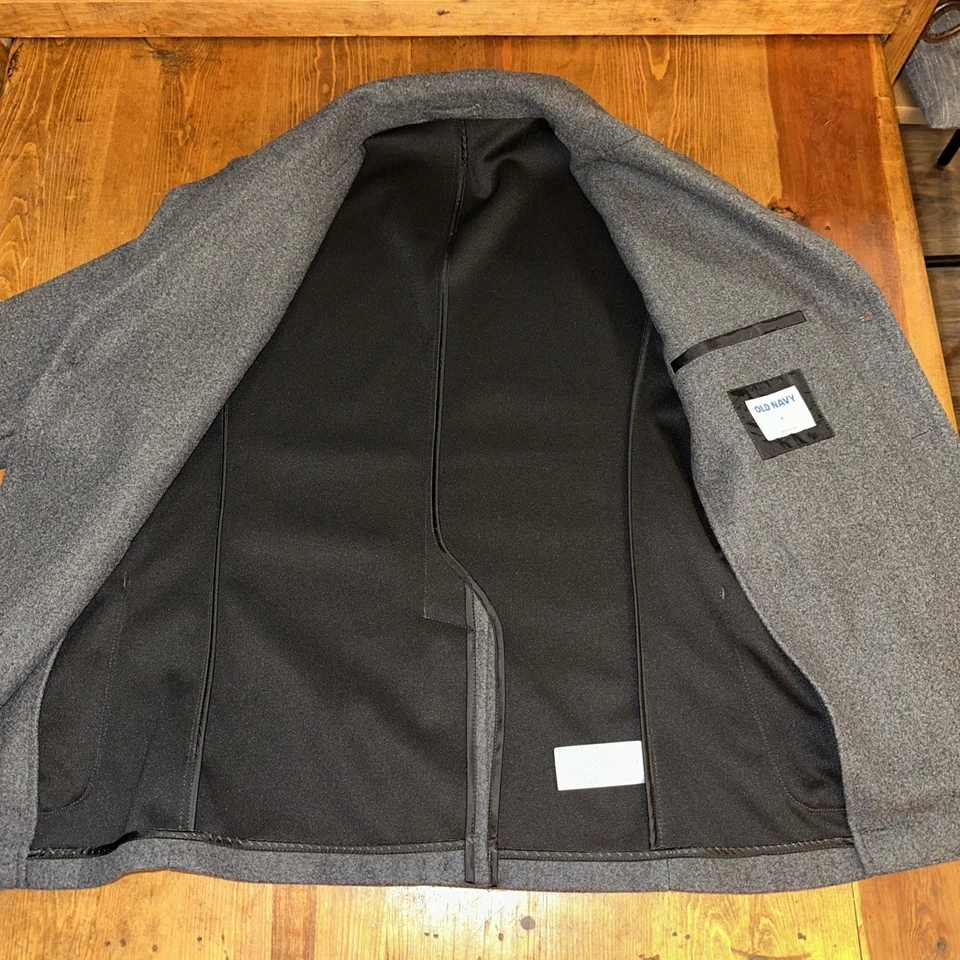 Chaqueta para tareas de mezcla de lana azul marino antigua para hombre grande negra carbón nueva con etiquetas Foto 4 de 4