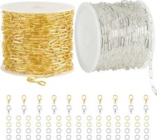 2 Rolls Paperclip Chain for Jewelry Making 32.8 Feet Jewelry Chain