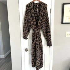 SKIMS COZY KNIT UNISEX ROBE SIENNA LEOPARD PRINT 2X / 3X