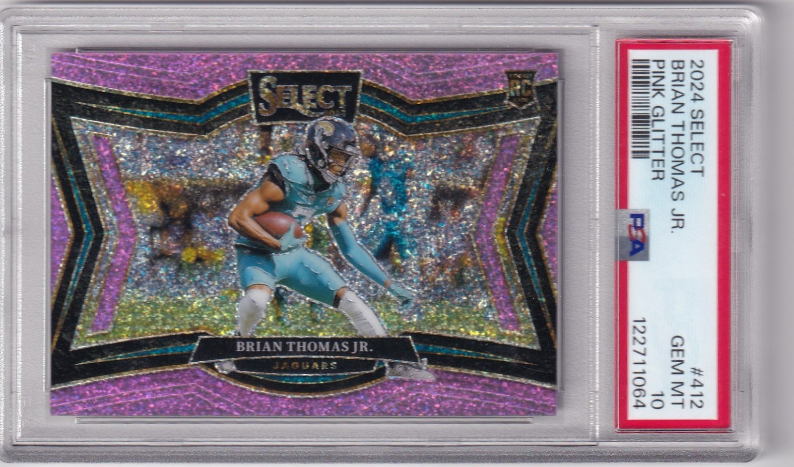 2024 Select Brian Thomas Jr. Field Pink Glitter Prizm #412 RC /15 Jaguars PSA 10