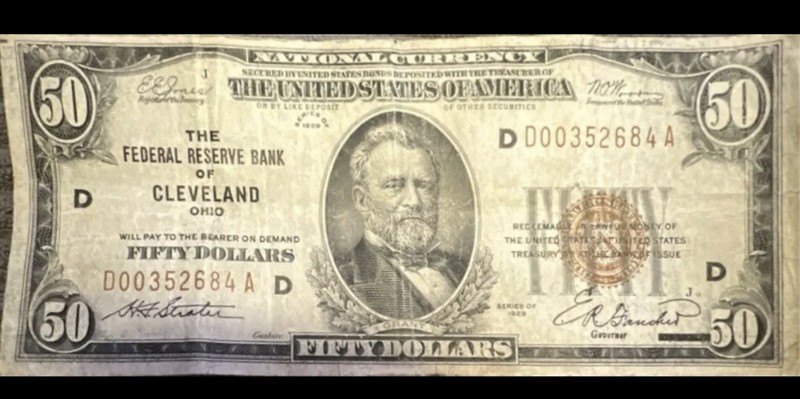 1929 $50 Federal Reserve Bank of Cleveland National Banknote