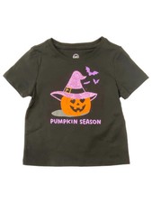 Infant Girls Black Short Sleeve Pumpkin Witch Halloween T-Shirt