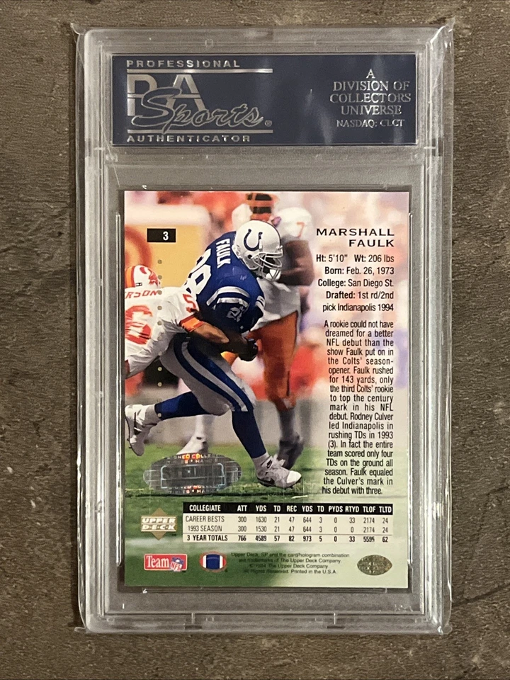 🔥🟦Marshall Faulk🟦🔥1994 Upper Deck SP Auto Rookie Card #3 PSA/DNA 9 MINT - Image 4 of 4