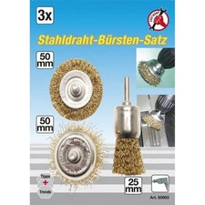 3 piece steel brush set - code bgs50903 KRAFTMANN workshop