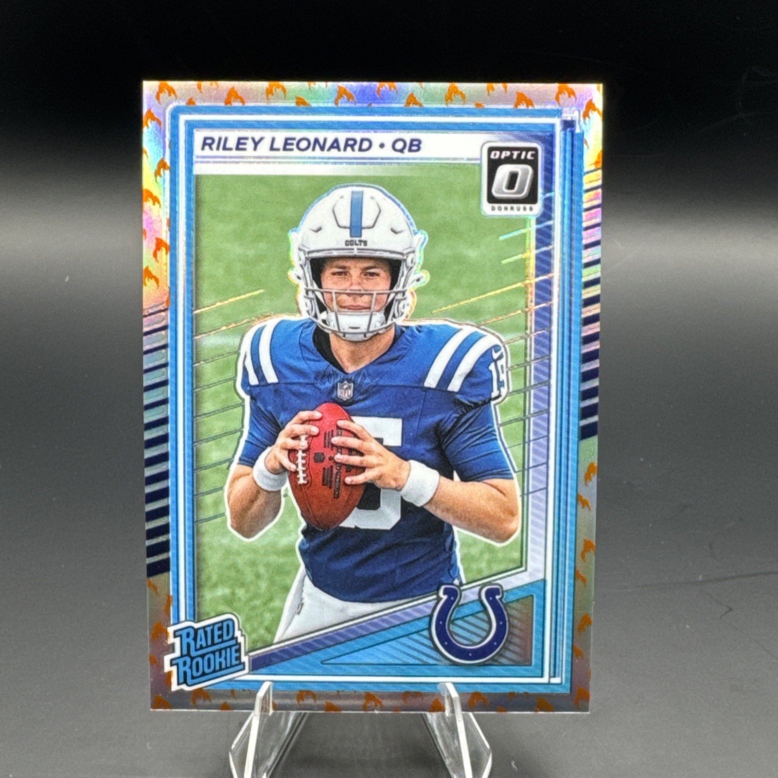 2025 Panini Donruss Optic#255 Riley Leonard Rated Rookie Fire Emoji SSP NC COLTS