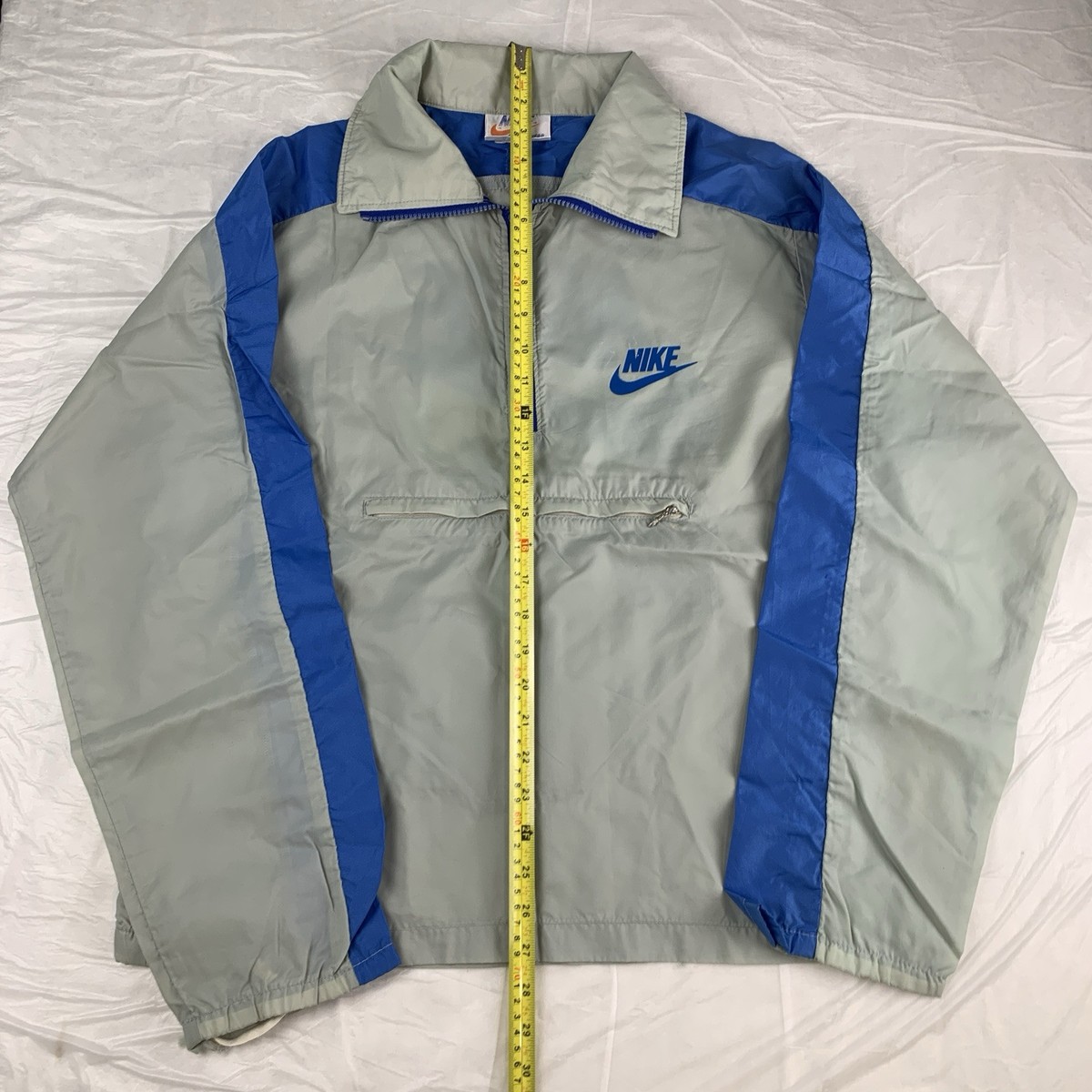 Vintage Nike 70s Windbreaker Jacket Grey Men's Medium Quarter Zip