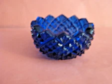 MOSSER COBALT BLUE SAWTOOTH GLASS OPEN SALT CELLAR, c1980's