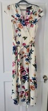 **MELA LONDON**Size 12**Ecru Floral Wrap Style Midi Dress**NWOT**