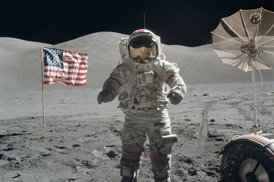 Apollo 17 Cernan on moon photo 