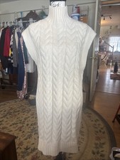 Anna Grace White Sleeveless Cable Knit Sweater Dress Medium NWT