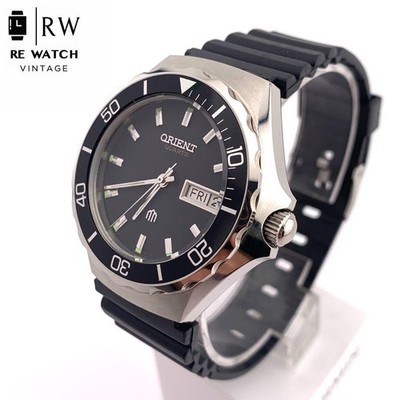 Orient Quartz Mens Watch 38mm 18cm Wrist Black Dial Date Indicator Battery
