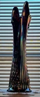 FENTON "Diamond-Ribbed" Iridescent Amethyst 15" Carnival Glass LARGE Swung Vase