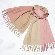 FURLA Large Format Muffler Stole Logo Embroidered Rhinestone