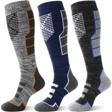Anlisim 3 Pairs Unisex Merino Wool Thermal Warm Ski Knee High Long Socks