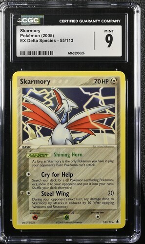 CGC 9 Mint Skarmory EX Delta Species 55/113 Reverse Holo Stamped! Low Pop!