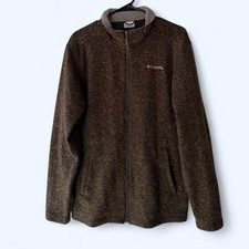 Columbia Men's Fleece Jacket Brown Marled Full Zip Sherpa Collar Outdoor