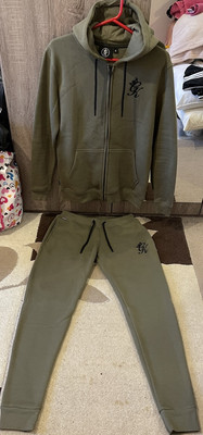 Mens Gym King Tracksuit Set Olive Green Size S UK
