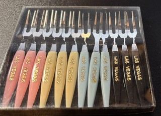 Vtg LITTLE FORK Set of 12 Stainless Steel Relish & Hors D'oeuvre Forks Japan