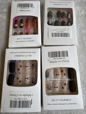 4x of 24: Assorted Halloween Press On Nails Square/Coffin - 9D-1776 