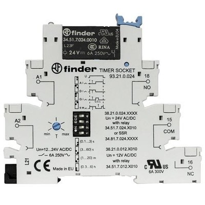 Finder 38.21.0.024.0060, Electromechanical Timer Interface Module, 6A SPDT,