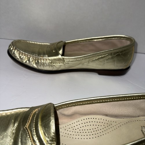 SAS Size 11 Gold Penny Loafers Metallic Wink - Picture 7 of 10